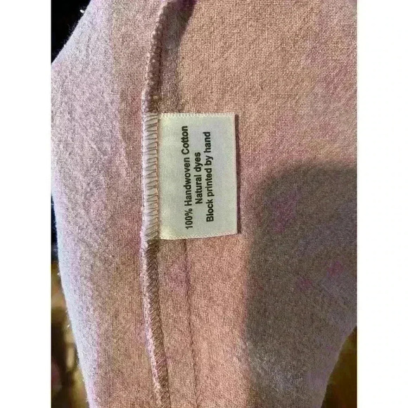 PO-EM “Ode” Natural Handwoven cotton block printed summer wrap dress XS - Picture 9 of 9